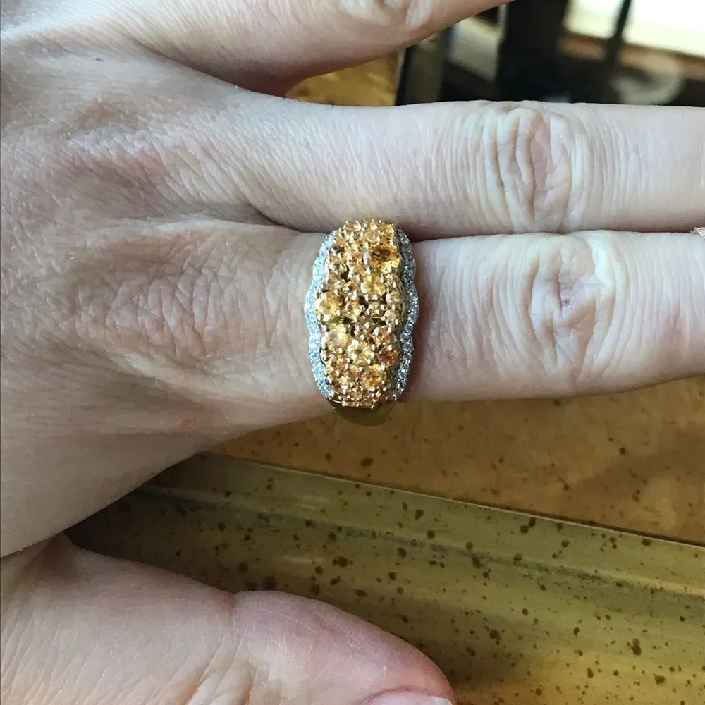 Natural Fanta Garnet Sterling Silver Cocktail Ring Size 10